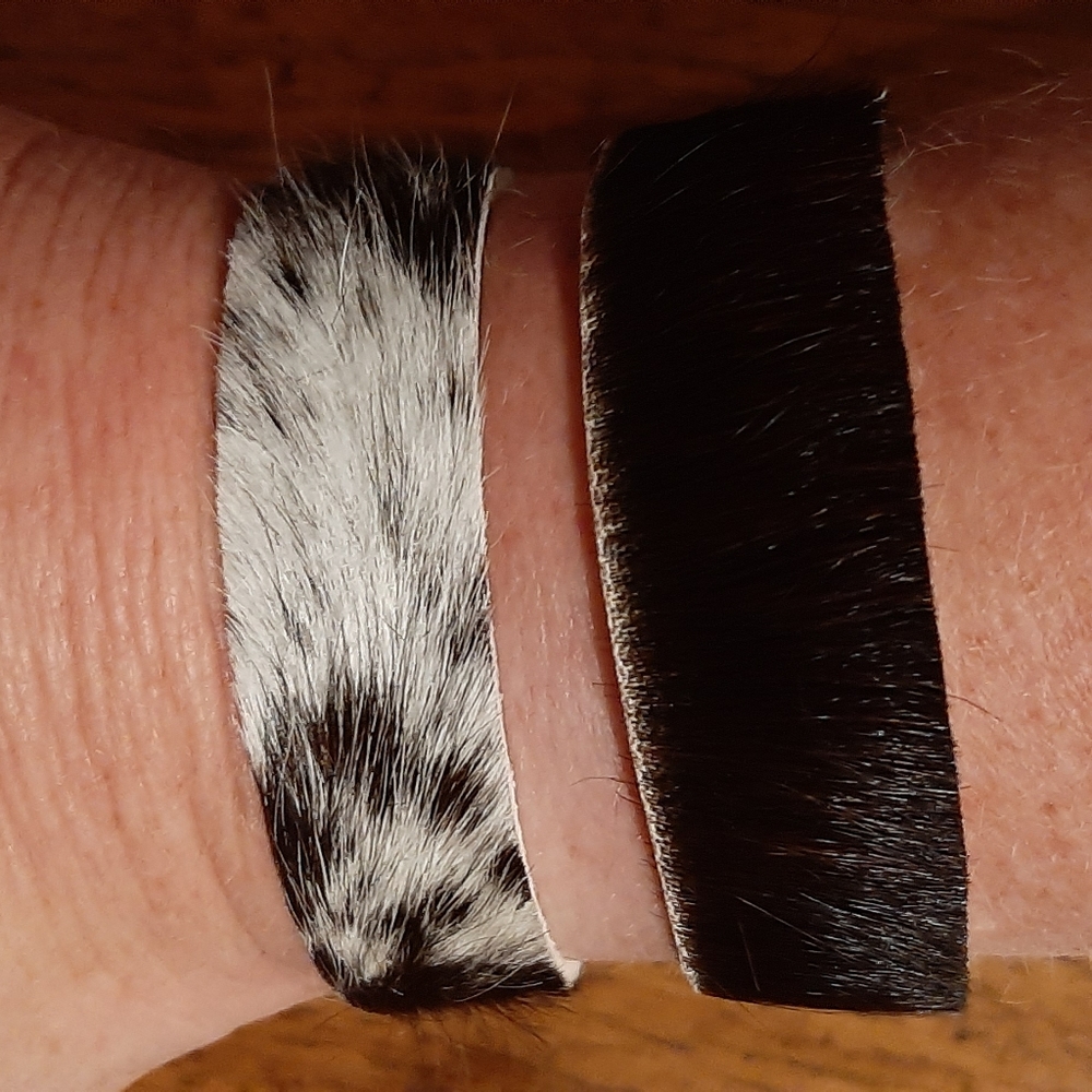 Genuine Cowhide Bracelet Cuff black or multi-color